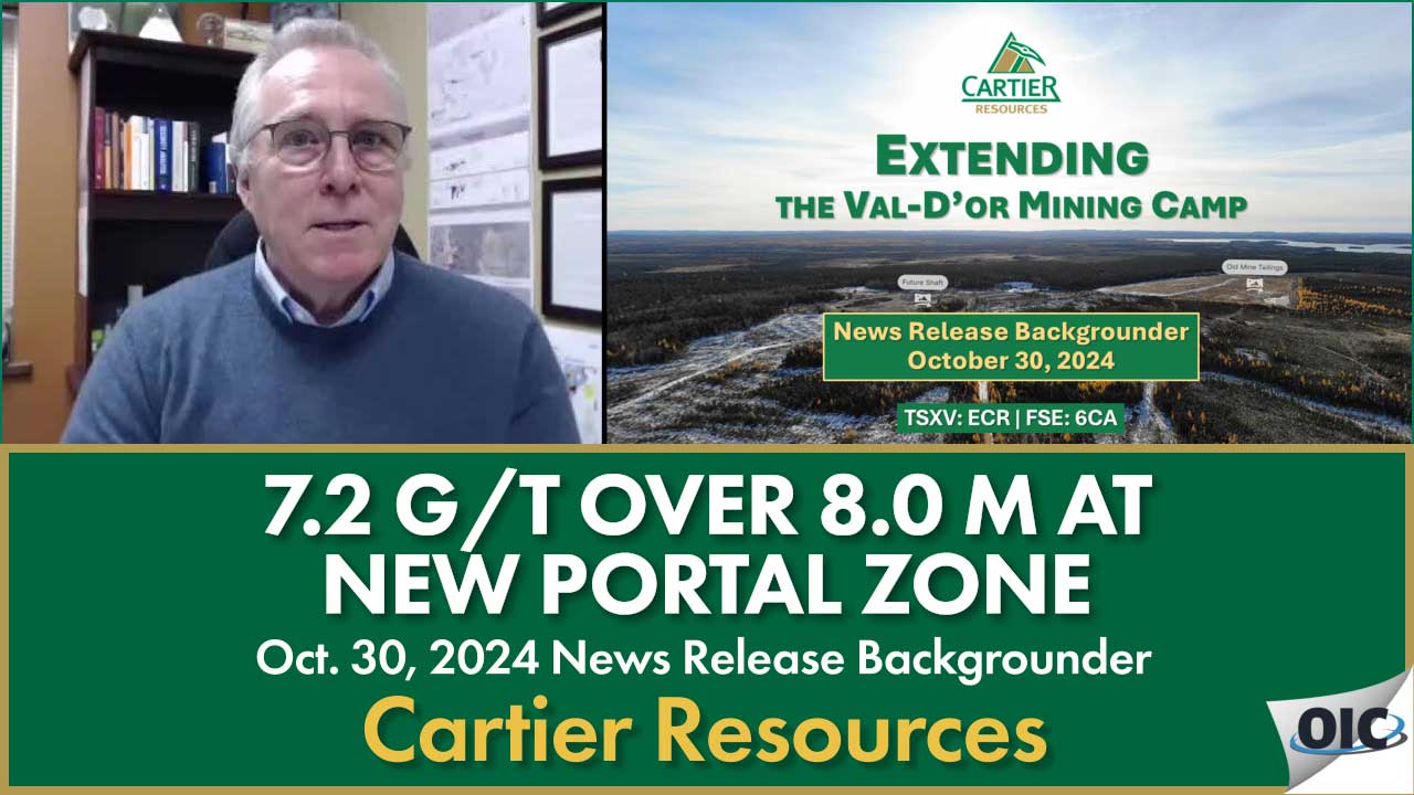 Cartier cuts 7.2 g/t over 8.0 m at the new Portal Zone